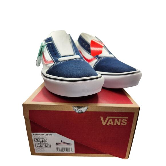Men's ComfyCush VANS old skool tennis shoes blue/white size 9 - Picture 2 of 8